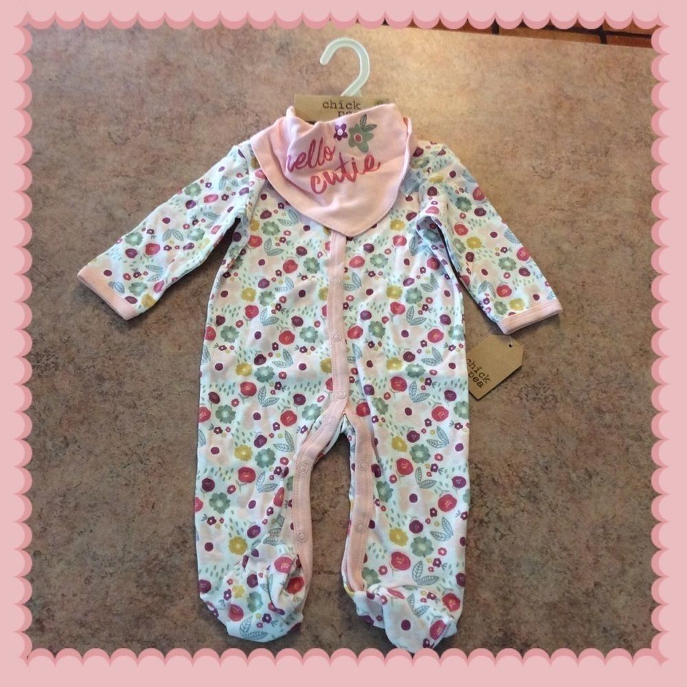 baby girl sleeper & bandana bib set